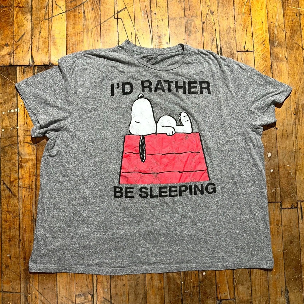 Peanuts T-Shirt Men 3XL Heather Gray I'd Rather Be Sleeping Snoopy Graphic Print